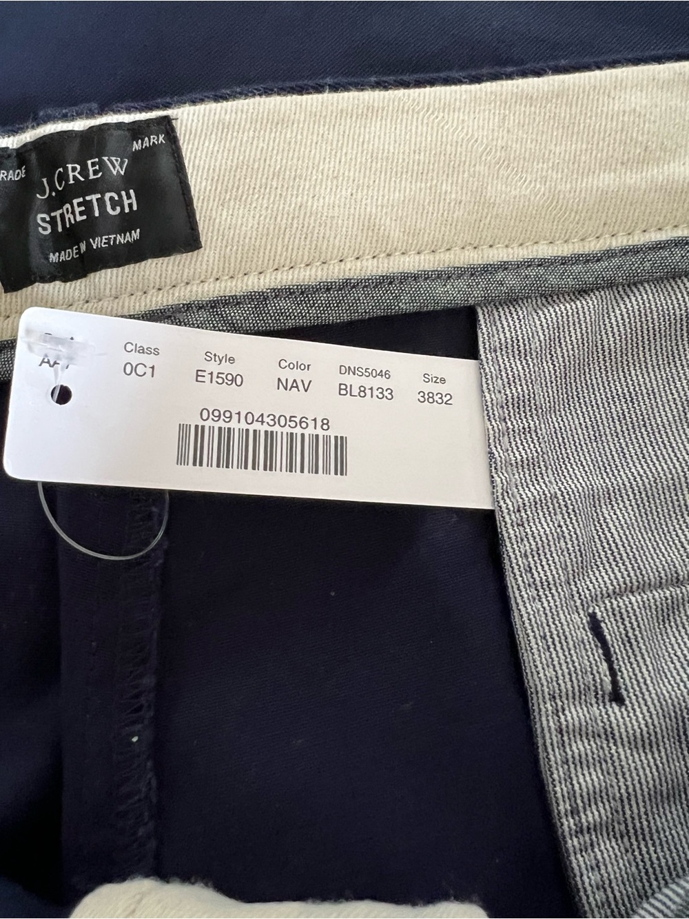 J. Crew Men's Classic Men’s Stretch Navy Chino 38 new with tags - Picture 7 of 12